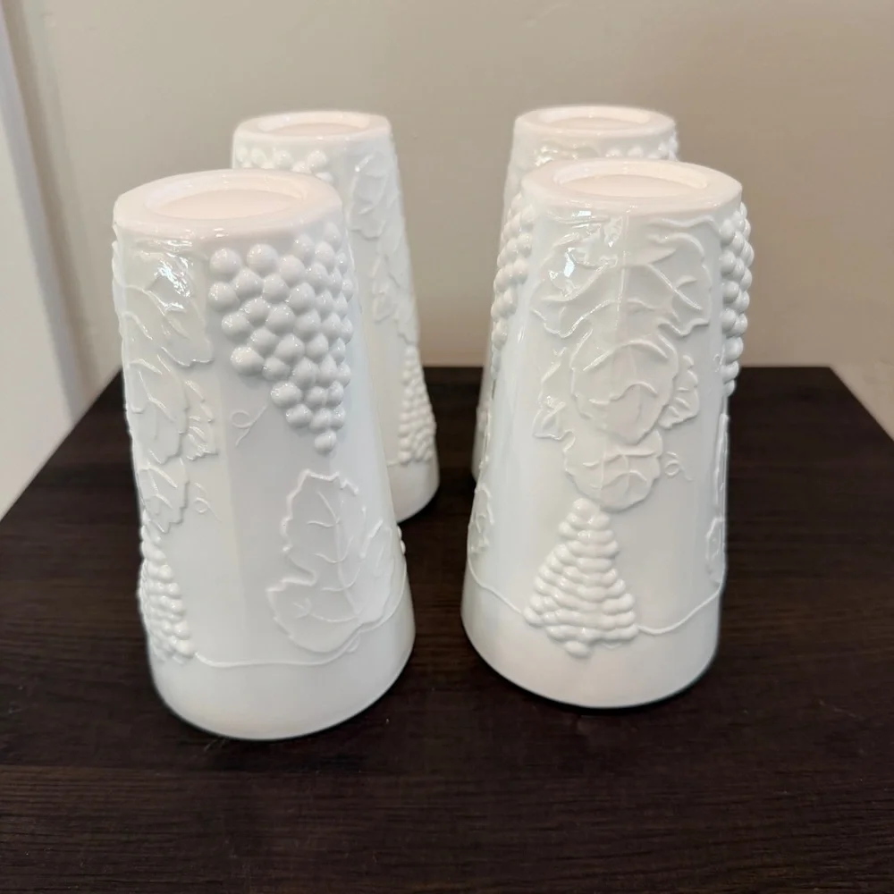 Indiana Glass Colony Harvest Grape Milk Glass Tumblers Set of 4